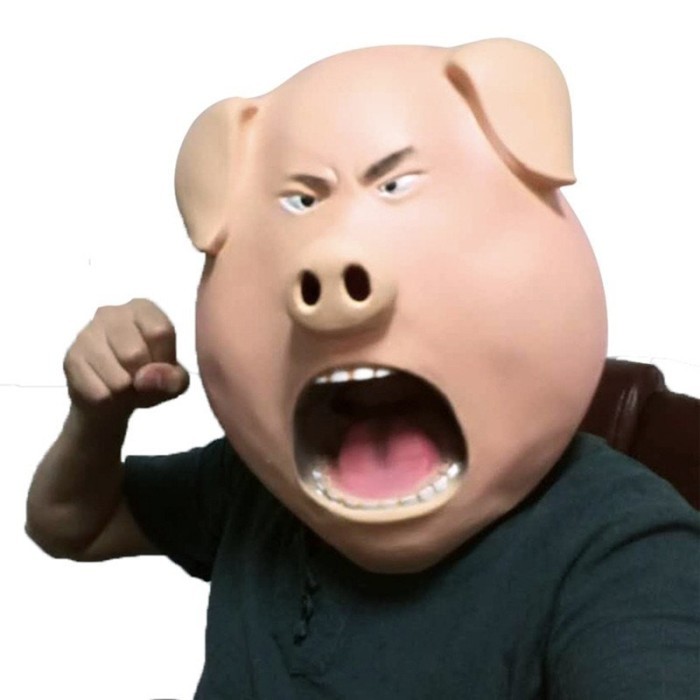 Topeng babi marah lucu pig piggy mask fullhead latex high quality