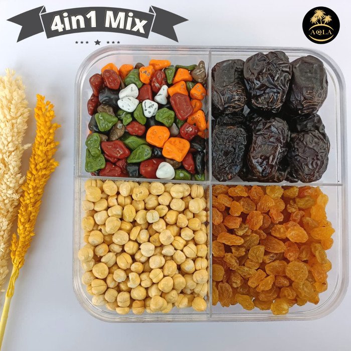 

Ready 4IN1 MIX (AJWA KISMIS KACANG ARAB COKLAT KERIKIL)