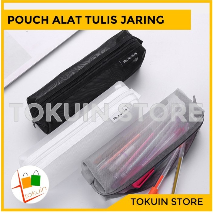 

TERMURAH KOTAK TEMPAT PENSIL POUCH ALAT TULIS KOSMETIK TRAVEL JARING TRANSPARAN KODE 32