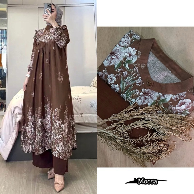 Baju Muslim Wanita Onset Murah Atasan Bawahan Stelan Wanest Celana Pakaian Muslim 1Stel 2In1 Perempu