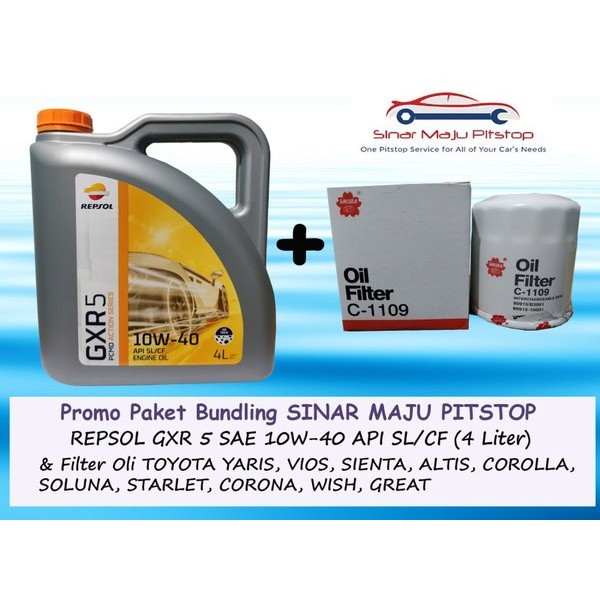 Paket Bundling Oli REPSOL GXR 5 SAE 10W-40 API SL-CF Original 4 Liter & Filter Mobil TOYOTA STARLET