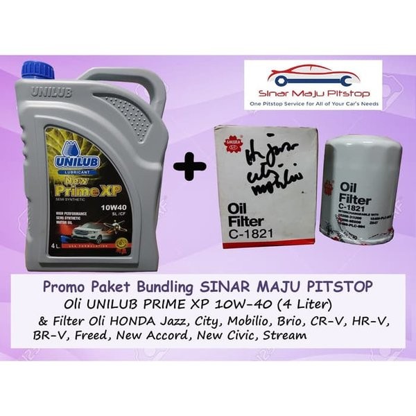 Paket Bundling Oli UNILUB PRIME XP 10W-40 & Filter Oli Mobil HONDA MOBILIO - HONDA BRIO - HONDA