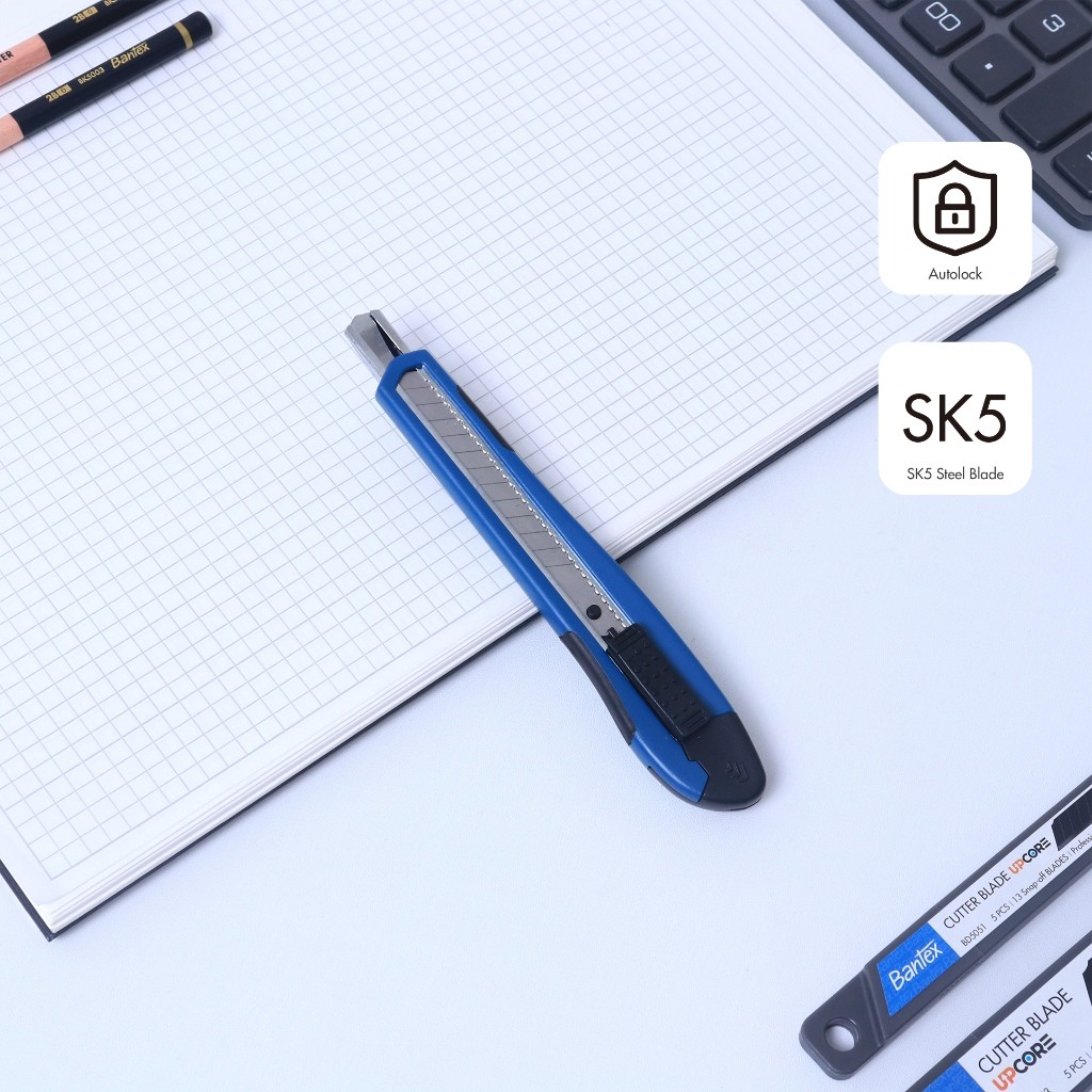 

[Terminal Stationery 01] Bantex Cutter Pemotong Kertas Pisau Baja SK5 AutoLock Ukuran Kecil BD5101