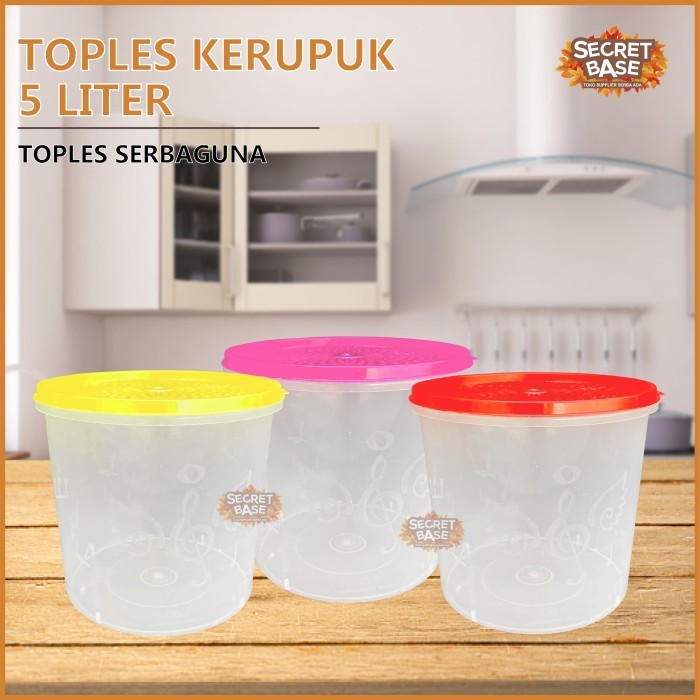 TERPERCAYA TOPLES MELODI 5 LITER - Tempat Makanan Plastik 5000ml / Snack Kiloan Toples / Sealware