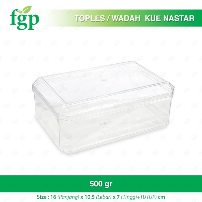 TERUJI Toples Mika Persegi Panjang / Toples Kue Kering/ Nastar 500 gram