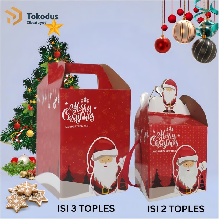 FREE ONGKIR Dus Kue Natal / Dus natal / Dus Kue Kering untuk toples bulat 500 gr