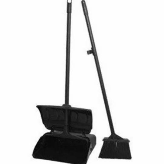 Sapu + Pengki Set Buka Tutup Hitam Broom Dustpan | Sapu Pengki Lantai Kantor Hotel Mall Cafe Restora