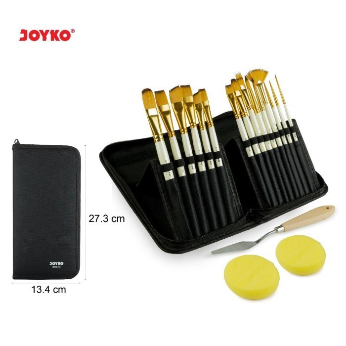 

JOYKO BRS 12 SET KUAS LUKIS PISAU PALET BUSA SPONS DALAM TAS