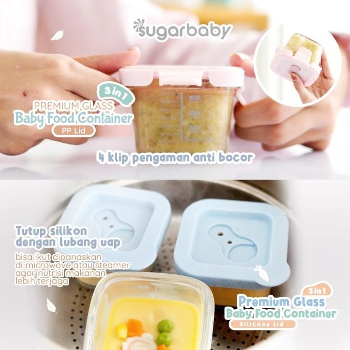 

Sugar Baby Premium Glass Jar Baby Food Container 3 Pcs Bpa Free / Peralatan Makan Bayi Mpasi / Wadah Mangkok Bayi Silicone Lid & Plastic Lid Original Dan Terpercaya
