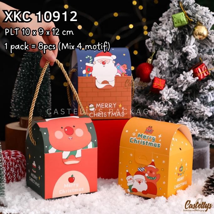 

langsung order saja] 8pcs Kotak Souvenir Hadiah XKC 10912 Cookies Permen Snack Natal Christmas