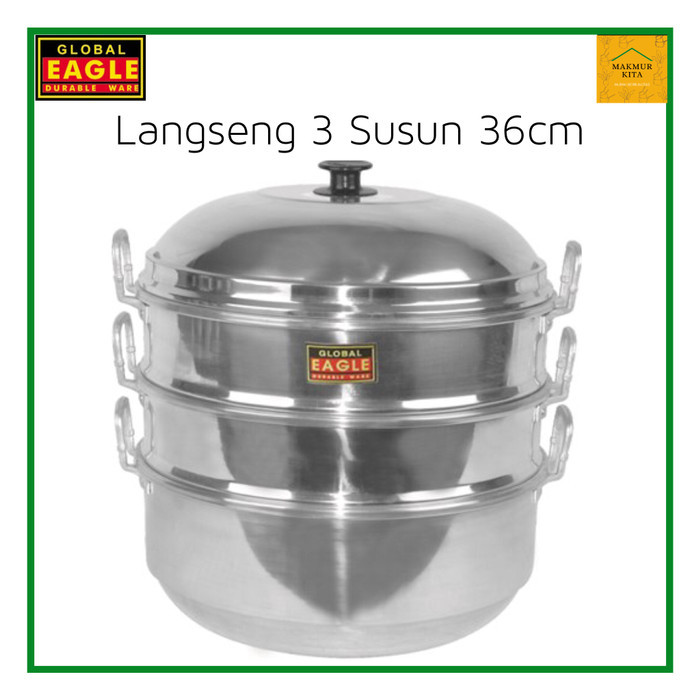 Langseng Kukus 3 Susun 36 Cm Aluminium Global Eagle / Steamer