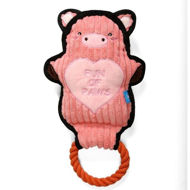 Aipet Dog Plush Handle Rope Pull Toy Animals Mainan Anjing - Pig