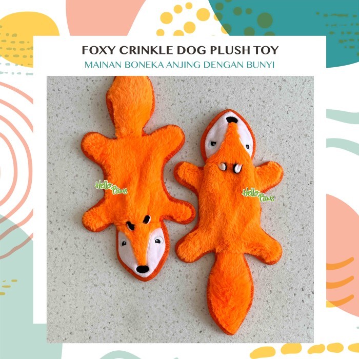 Foxy Crinkle Dog Plush Toy - Mainan Boneka Gigit Anjing Dengan Bunyi