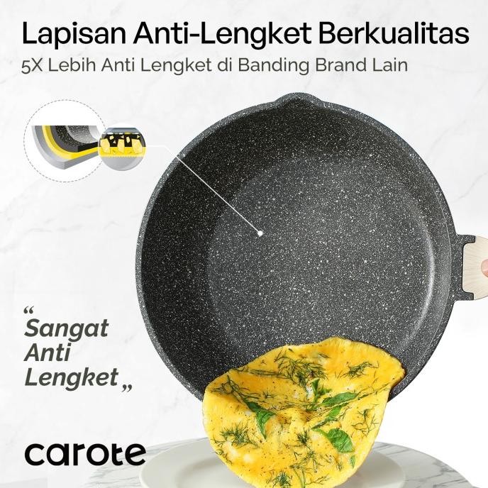 Carote Essential Woody Wajan Penggorengan Besar Anti Lengket Granit terlaris