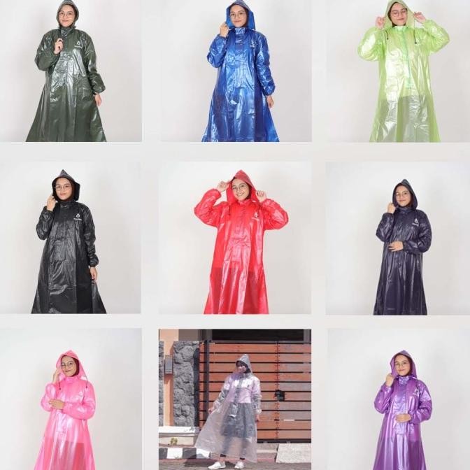 Jas Mantel Hujan Raincoat Ponco Karet  Gamis Wanita Muslimah Dewasa Terlaris