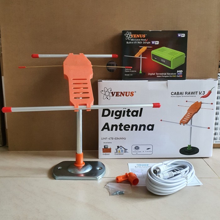 Paket Antena Venus Cabai Rawit V3 + STB DVBT2 Venus Mini CR/ Mini Brio