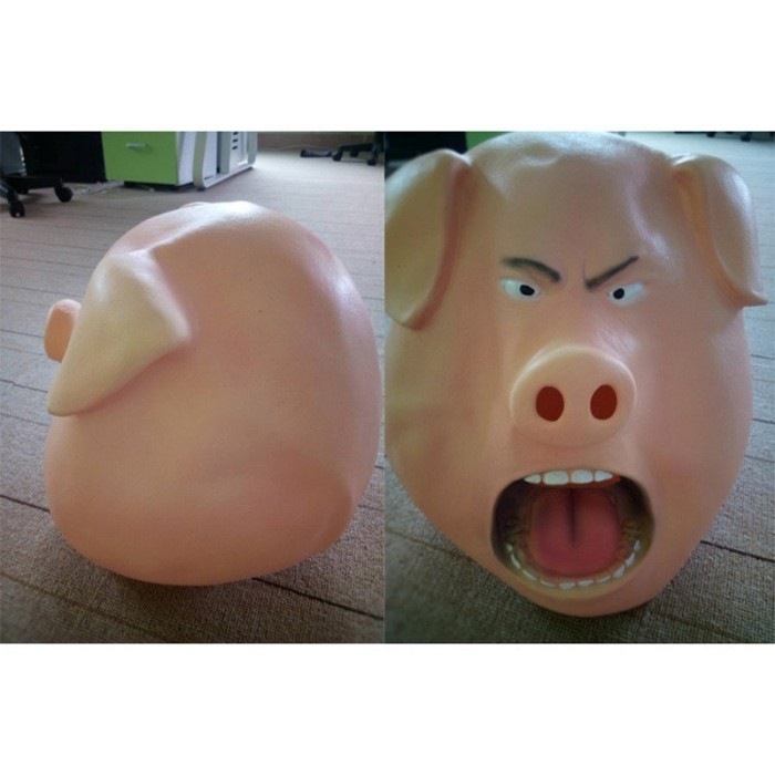 Topeng babi marah lucu pig piggy mask fullhead latex high quality