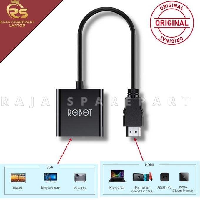 Converter Adapter Hdmi To Vga 1080P Robot Rhv10 Kabel Hdmi To Vga Termurah