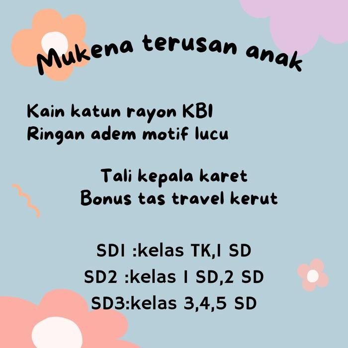 Mukena Terusan Anak Rayon Print Bunga Lajuran Adem Nyaman Motif Asli 100%