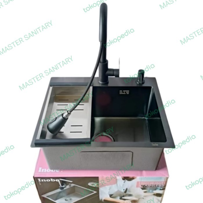 Paket Kitchen Sink INOBE 5243 HITAM /Sink Inobe 5243 BLACK
