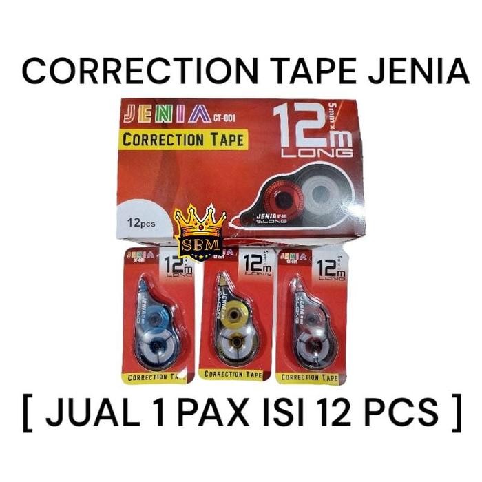 

TERMURAH PAKET 1 BOX ISI 12 ~ SBM ~ TIPE-X KERTAS / CORECTION TAPE JENIA 12M KARTUN LUCU TIP X TIPEX