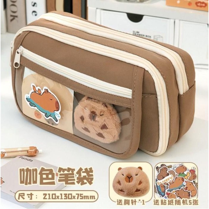 

BEST SELLER KOTAK PENSIL BONEKA BULU LUCU CAPYBARA SET + PLUSHIE EDITION GWIYEO PENCIL CASE