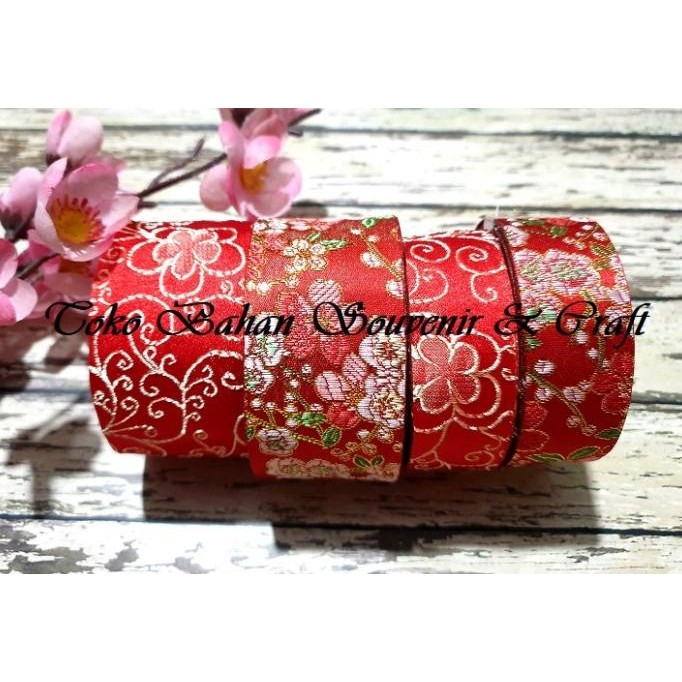 cusss order] pita satin bordir motif bunga imlek CNY pita imlek