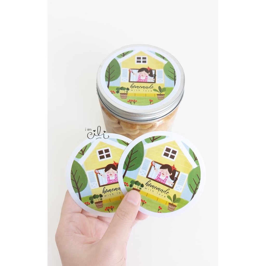 

&<&<&<&] (SN09) stiker homemade withlove untuk toples, paperbag box diameter 8cm (isi 32 stiker)