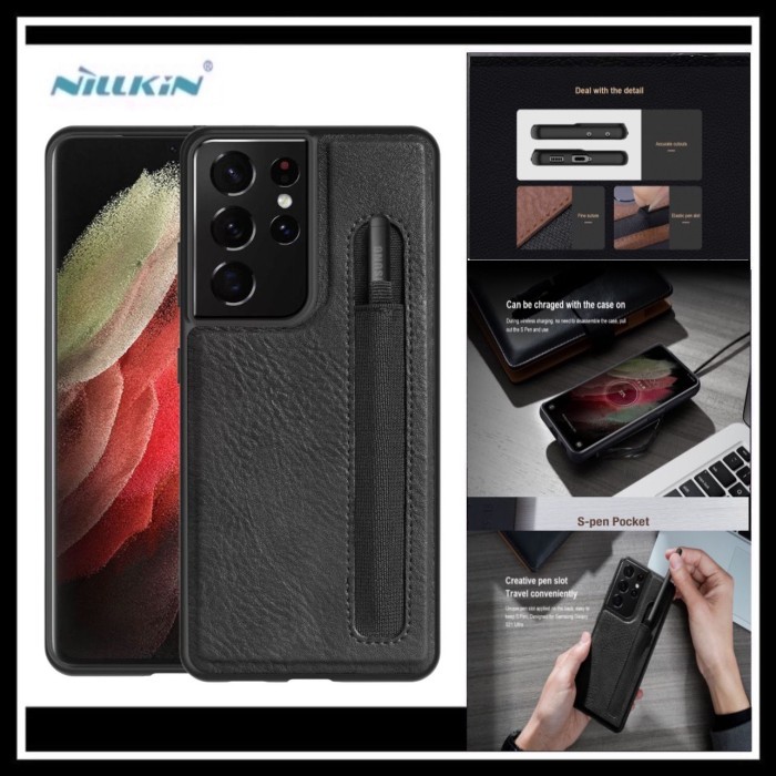 Samsung Galaxy S21 Ultra 5G Nillkin Aoge Original Case Hard Casing Leather Slot Pen Hardcase Bumper