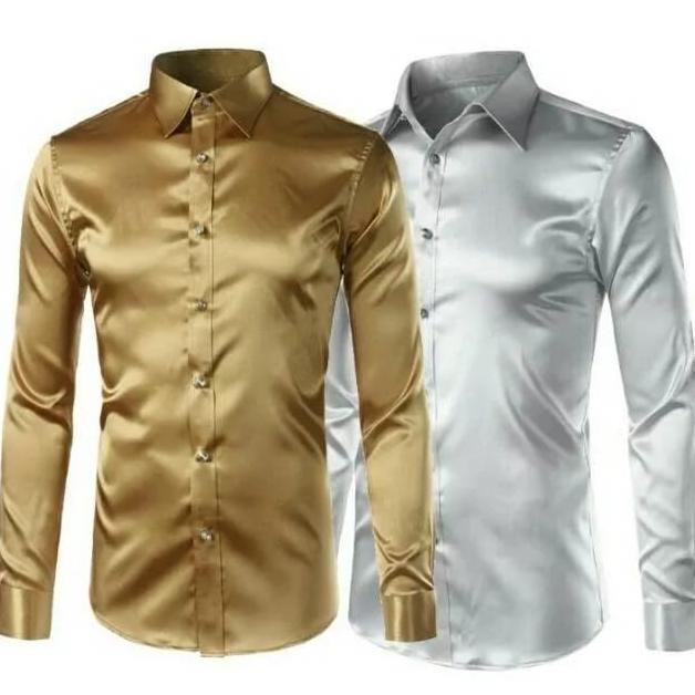 KEMEJA SATIN PRIA ukuran XS sampai JUMBO/ Kemeja Kondangan Pria AS99