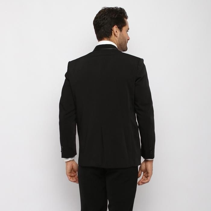 Stelan Jas List Jas Wisuda Blazer Pria Hitam List Pinggir Dan Polos Jas Formal Jas Pengantin Nikah