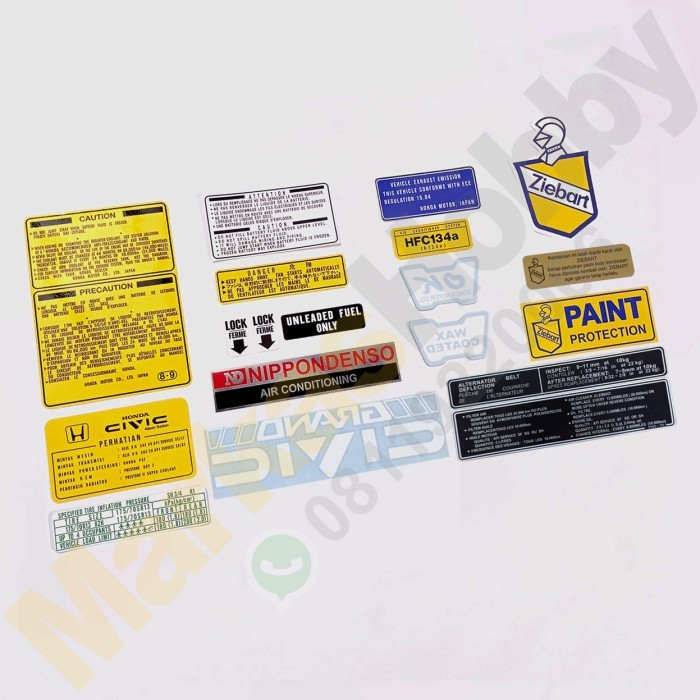 Sticker Honda Grand Civic Lx Nouva Sedan Jdm Warning Set