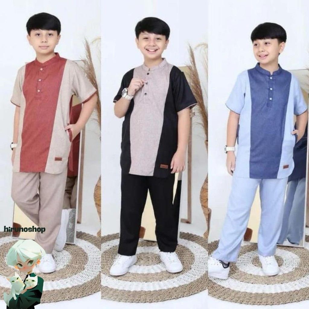 Setelan Baju Koko Anak Laki Laki Usia 1-13 Tahun Lengan Panjang Pendek Sale