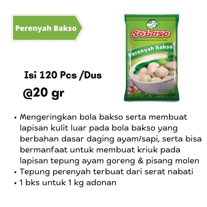 

BARANG TERLARIS Sobaso Tepung Perenyah Bakso 20gr (1 Dus)