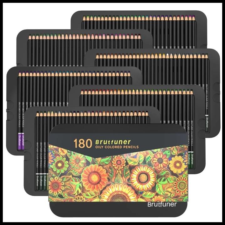 

Brutfuner 180 colors Professional Oil Color Square Pencils Set TinBox