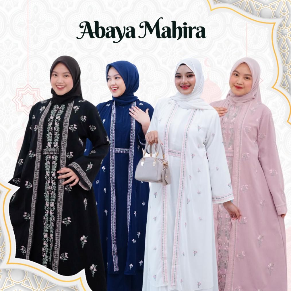 MUSLIM - [PRE ORDER PUTIH] Abaya Melayu Mahira by Elnisha Boutique Abaya Bordir Dress Muslim Nyaman 