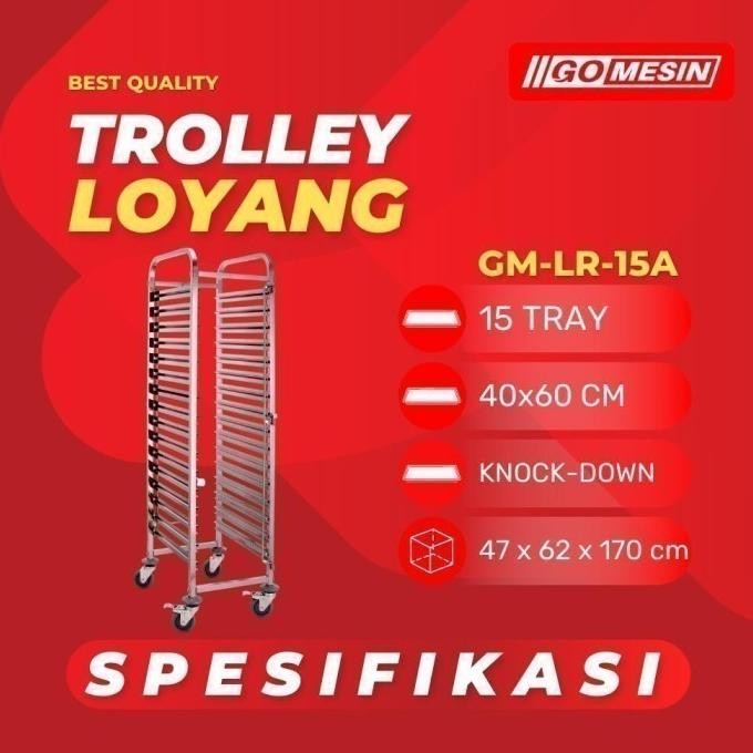 Grosir Trolley Bakery Stainless 15 Rak Untuk Loyang 40X60 Cm Troli Roti
