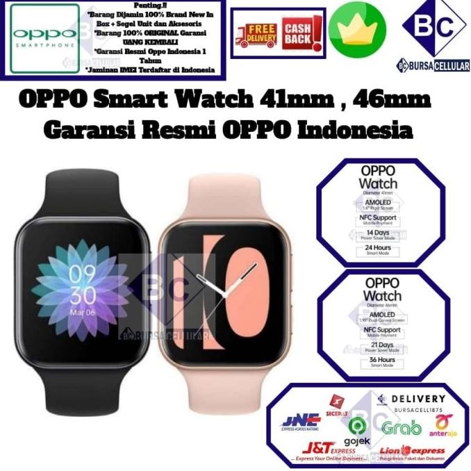 [PROMO][FREE ONGKIR] Oppo Watch 41mm 46mm Smart watch NFC Original Garansi Resmi Black-Pink [TERMURA