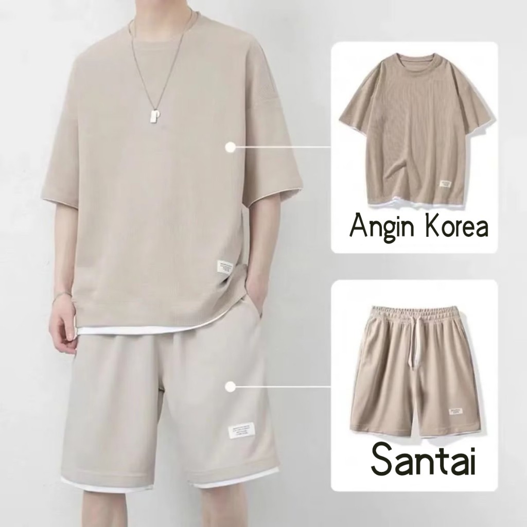 BIG SALE Baju setelan pria Baju Pantai Pria baju terbaru 2025 kemeja boxy pria Baju celana pria 1