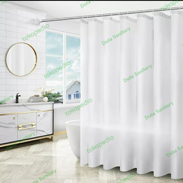 Shower Curtain 200x200 textile/Shower Curtain kain 200cm/ Korden Putih