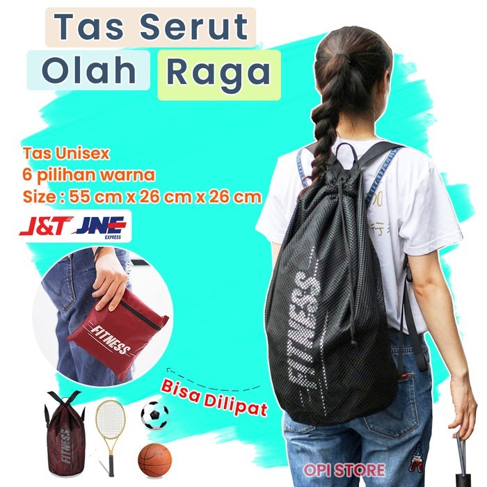 TERBARU Tas Serut Olahraga Pria Wanita Drawstring Bag Backpack Korea Gym Baru