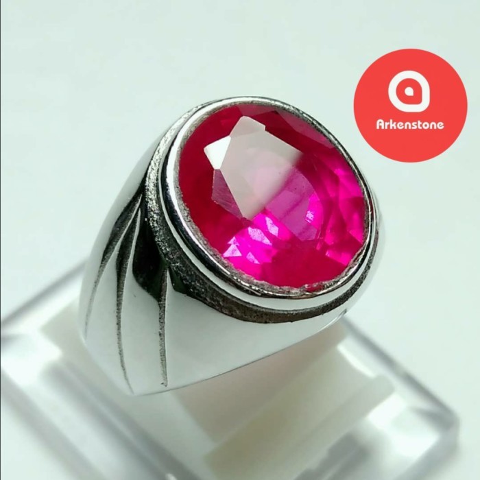 Cincin Batu Permata Merah Delima Oval Cutting Diamond