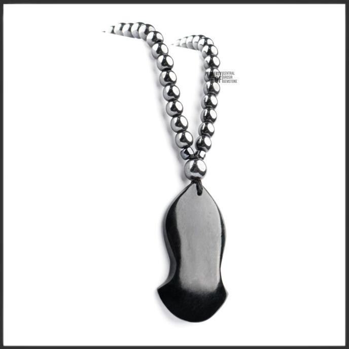 Kalung Tasbih Kesehatan Liontin Batu Black Jade Giok Hitam Asli Terlaris