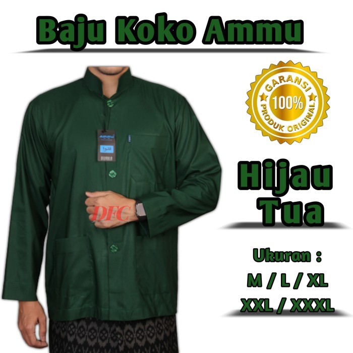 BAJU KOKO AMMU COLLECTION HIJAU TUA, NU, BOTOL, BAJU KOKO MUSLIM PRIA