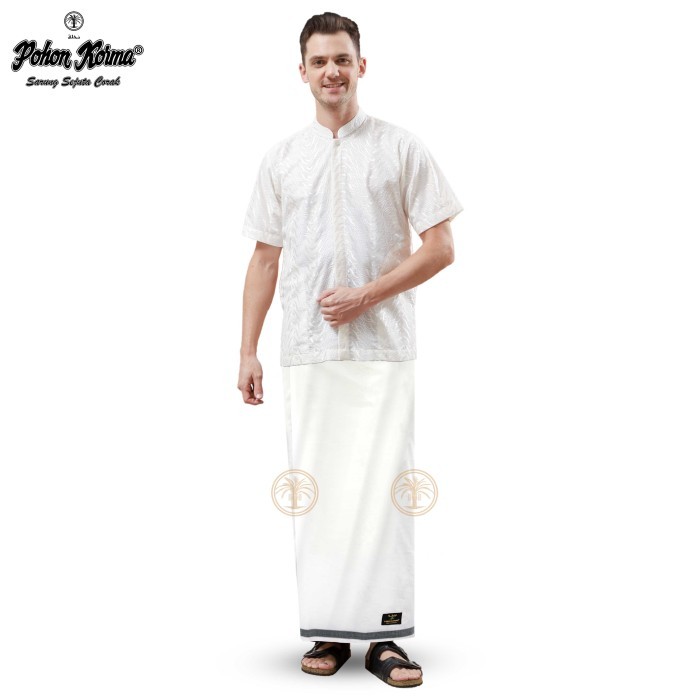 Sarung Pohon Korma Platinum Putih Dobby Asli 100%