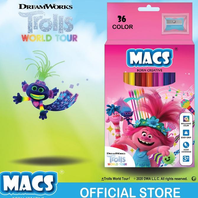 

HOLIDAY BUNDLE 36 TROLLS COLOR PENSIL+12 WARNA OIL PASTEL CRAYON MACS