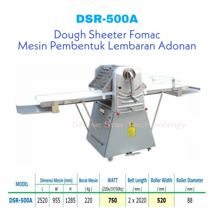 FOMAC Dough Sheeter FLOOR Type 1 Phase Mesin Pemipih Adonan Roti Pastry Pizza DSR-500A FOMAC