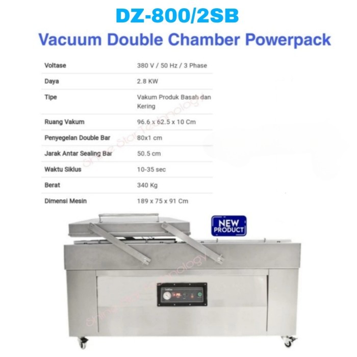 Powerpack DZ-800|2SB Mesin Vacuum Sealer Double Chamber Pengemas Hampa Udara