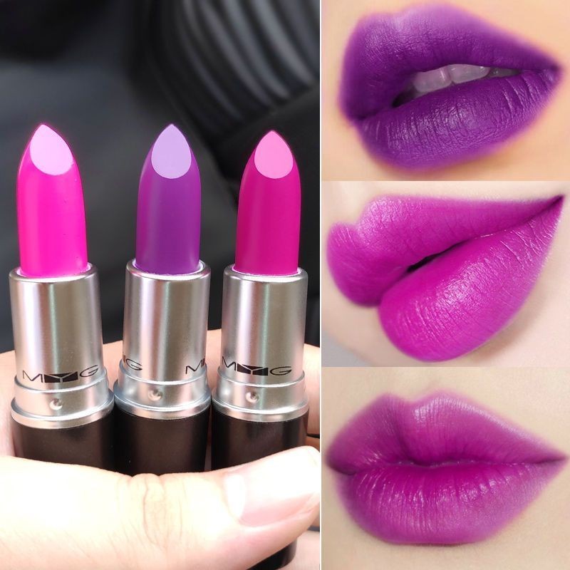 Lipstik Ungu Anggur untuk Wanita, Matte Ungu, Warna Miss You, Merah Mawar, Plum Ungu