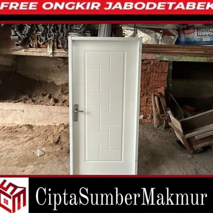 Best Pintu Utama / Pintu Kamar Tidur / Pintu Baja Alessa Jl Steel Eco 08 White & Wood Colour